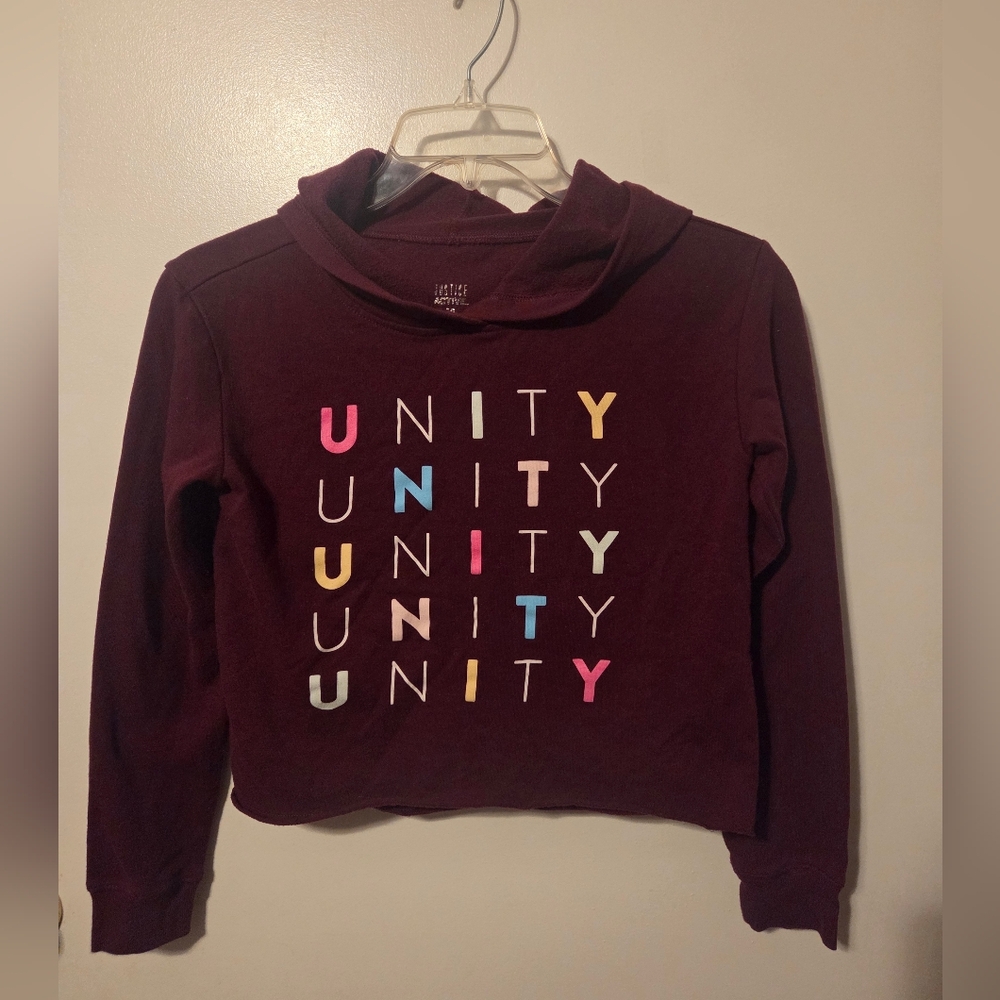 Justice Girl's Maroon Cropped Hoodie